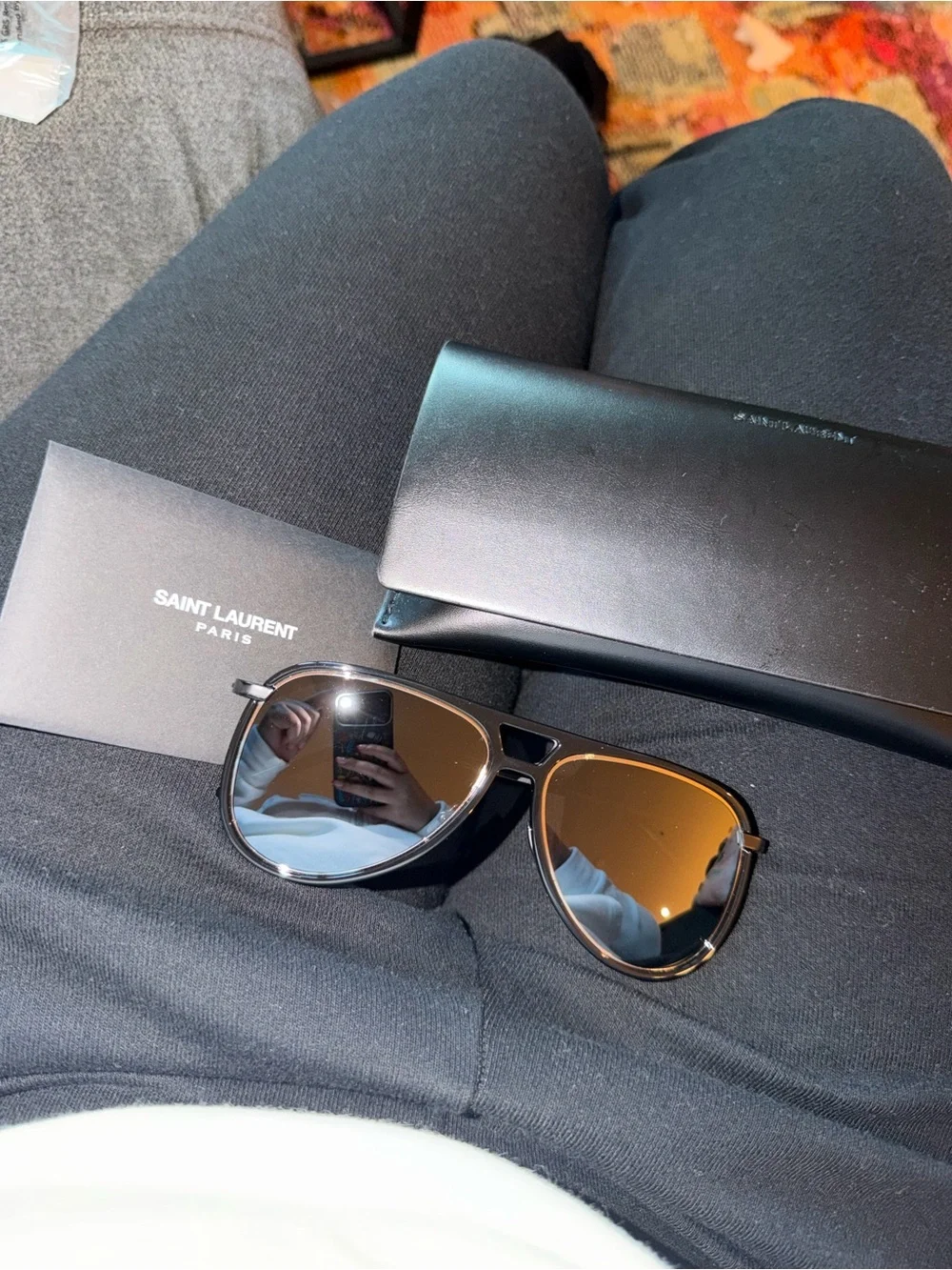 Saint Laurent || 56 mm pilot sunglasses in black silver Saint Laurent 56mm Pilot Sunglasses | Nordstromrack main image 3